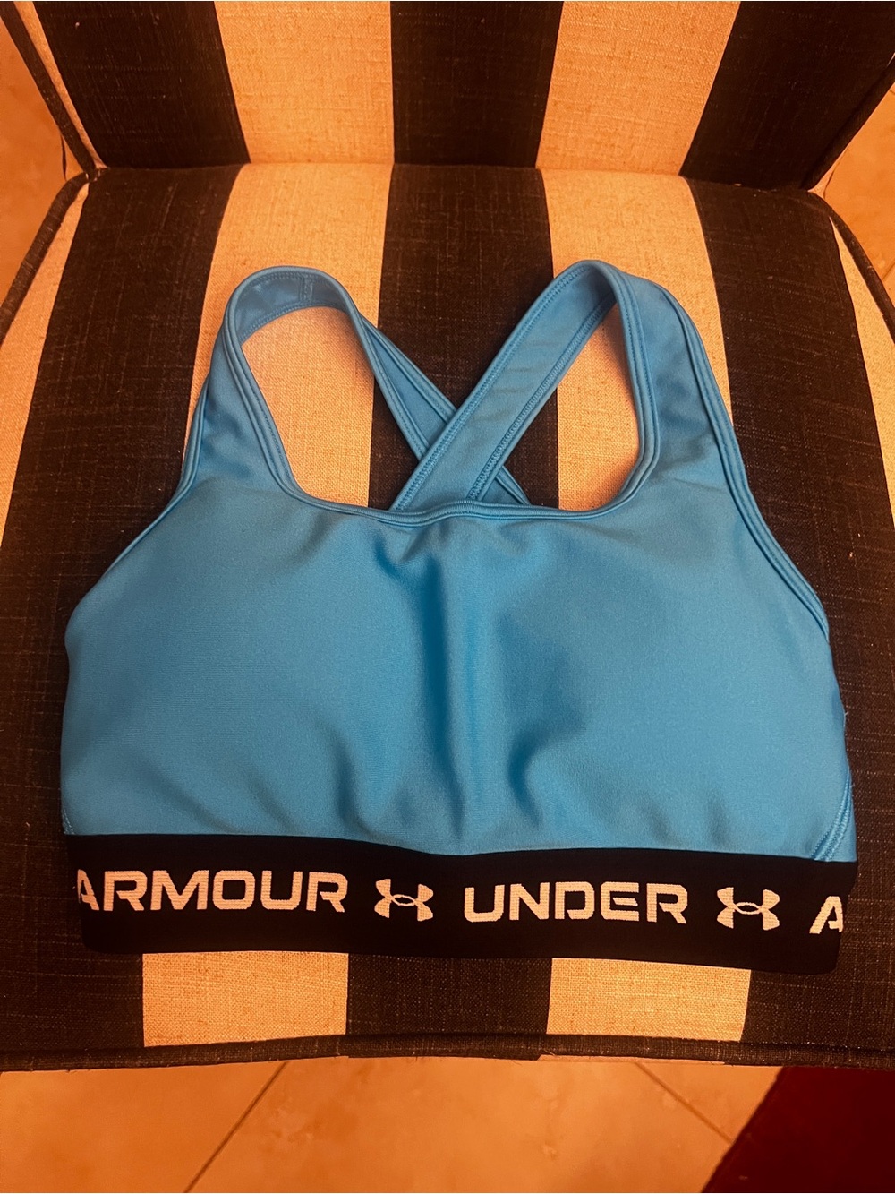 Under Armour Blue Crossback Sports Bra with Branded Elastic Band